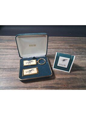 Engraved Barlow Money Clip Keychain Lot Gold Tone Vtg  Boeing Model 1 Sea Plane